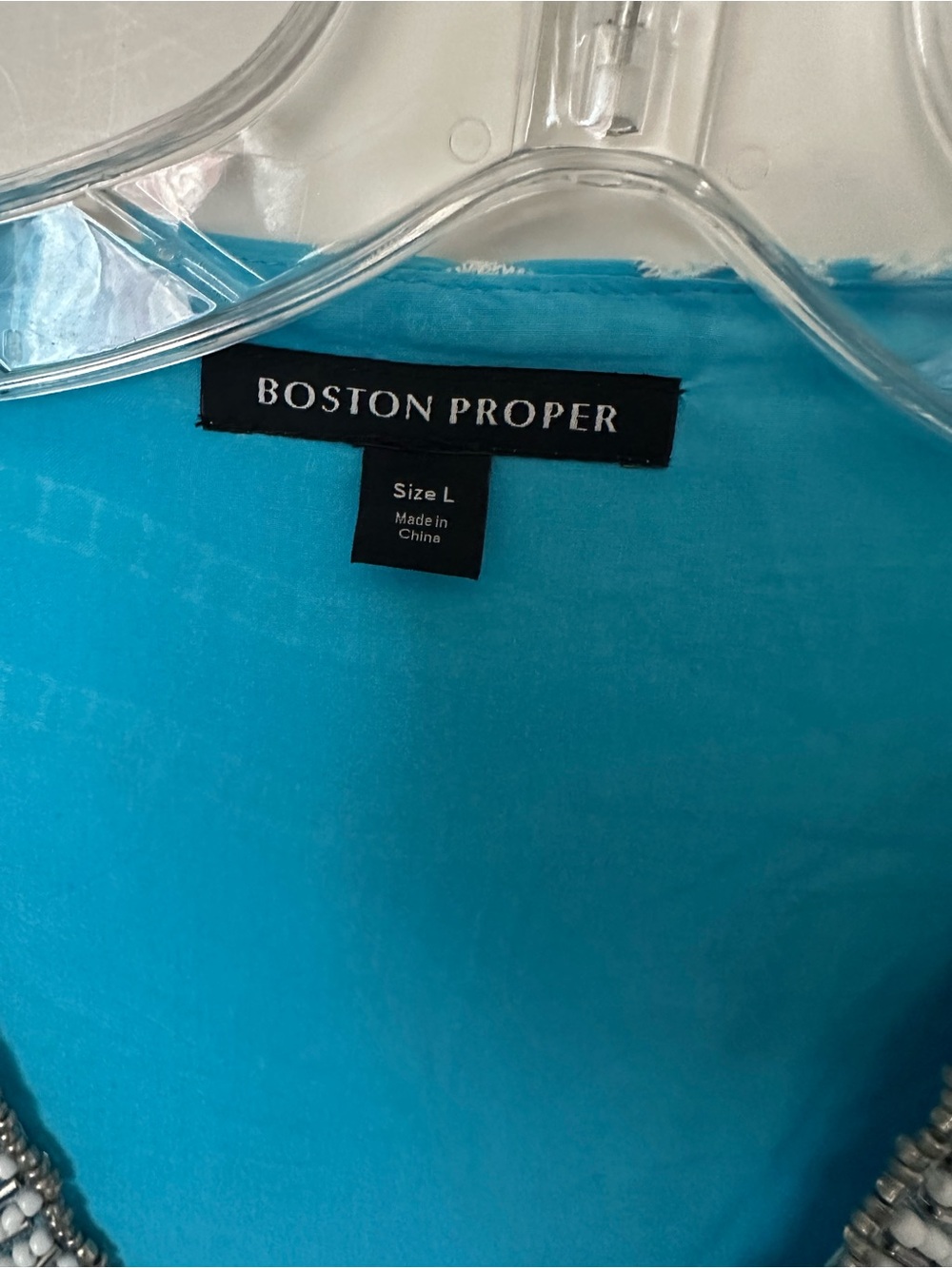 Boston Proper Beaded Deep V-Neck Eyelet Embroidered Coastal Boho Top/Blouse~L - Picture 3 of 4